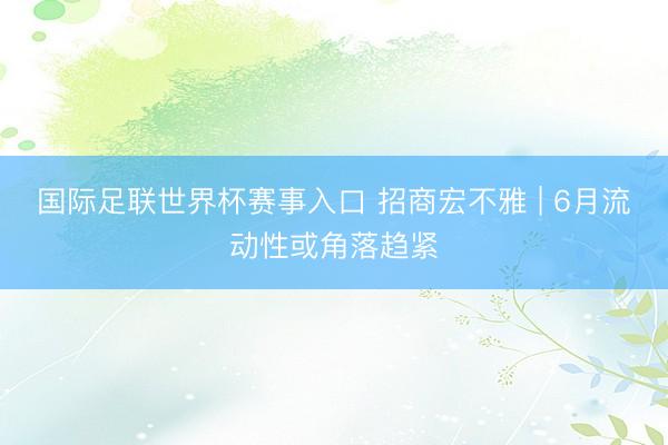 国际足联世界杯赛事入口 招商宏不雅 | 6月流动性或角落趋紧