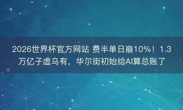 2026世界杯官方网站 费半单日崩10%！1.3万亿子虚乌有，华尔街初始给AI算总账了