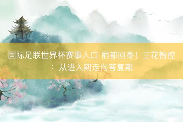 国际足联世界杯赛事入口 丽都回身！三花智控：从进入期走向答复期
