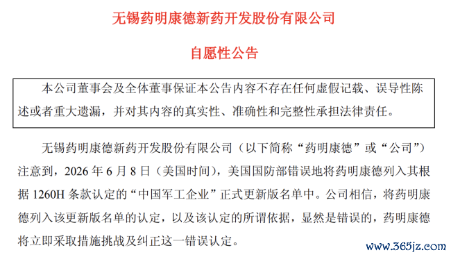  （开始：药明康德公告）