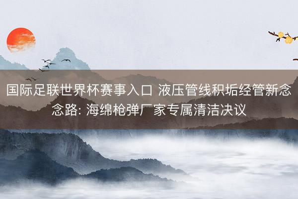 国际足联世界杯赛事入口 液压管线积垢经管新念念路: 海绵枪弹厂家专属清洁决议