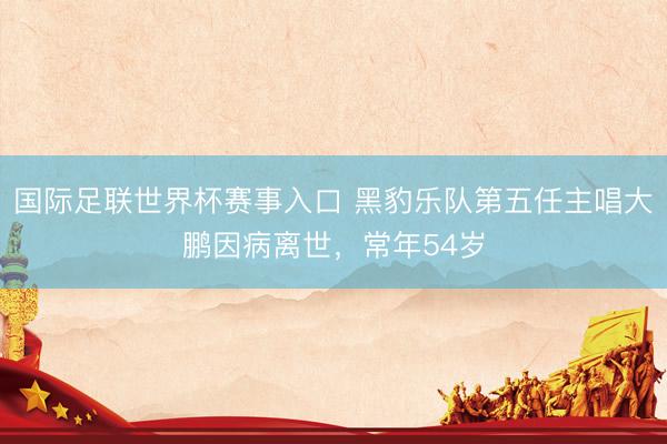 国际足联世界杯赛事入口 黑豹乐队第五任主唱大鹏因病离世，常年54岁